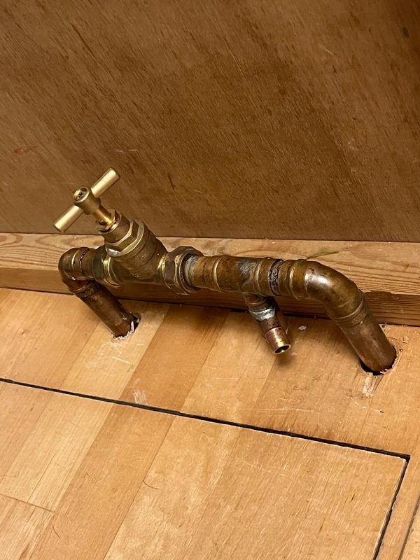 Soldered a new stopcock to bring up to floor level